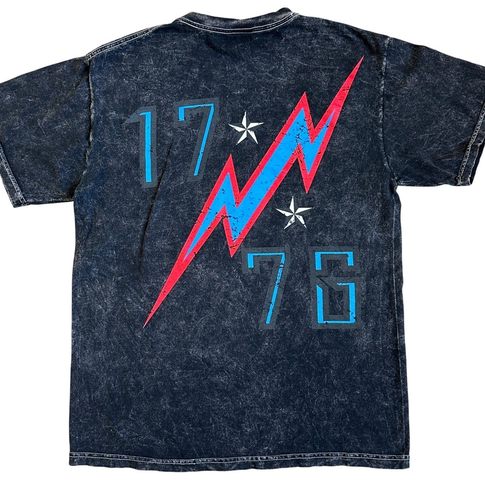 VTG United States of America 1776 Acid Wash Graphic‎ TShirt Med Black Patriotic - Picture 3 of 5